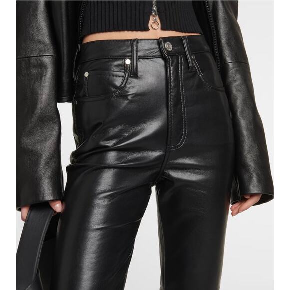 Frame Le High 'n' Tight Stretch-leather Straight-leg Pants - Picture 4 of 11